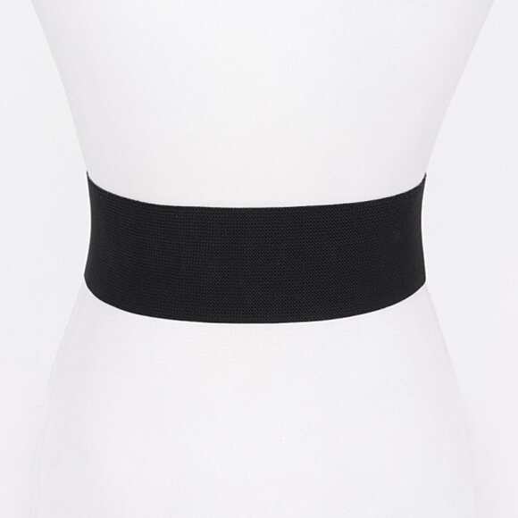 BNWT Plus Size XL Crystal Clover Buckle Elastic Wide Belt Fashion Stretch Belt - Picture 3 of 5